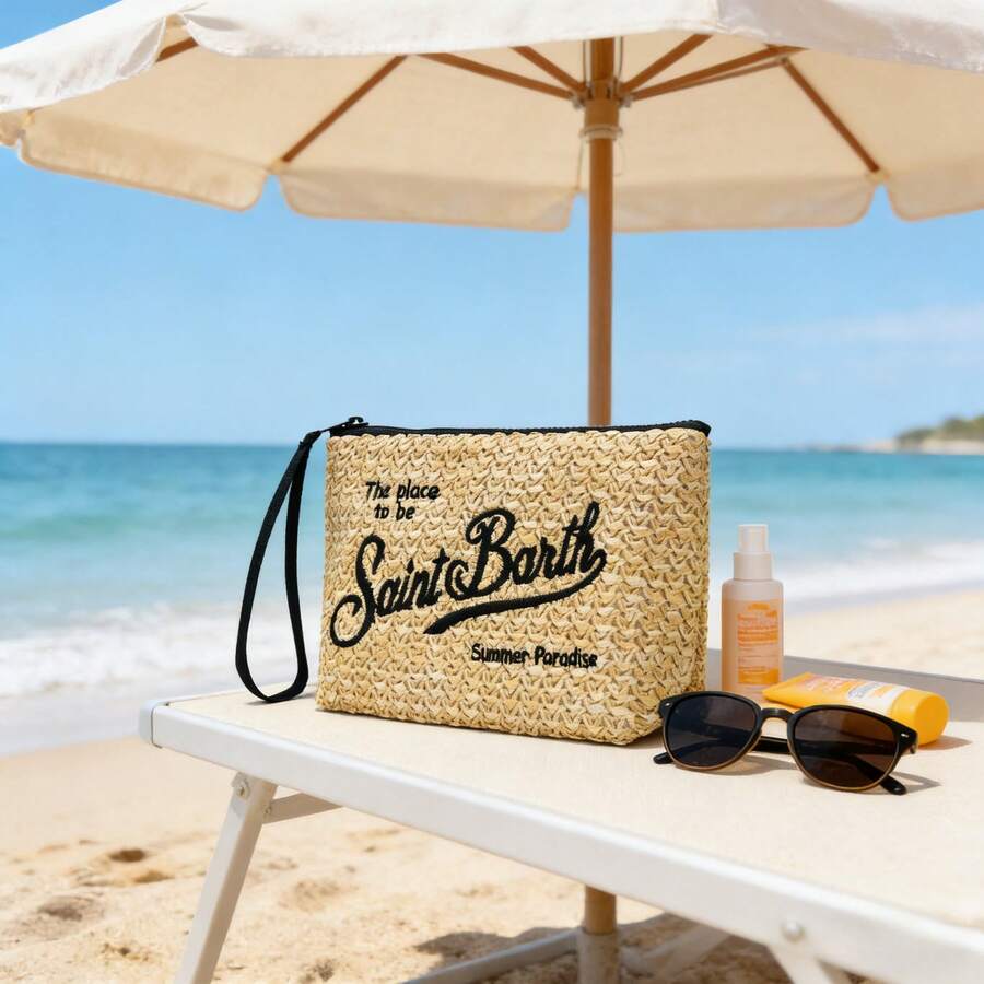 Custom Printed Neoprene Makeup Bag For Women Toiletry Bag With Zipper Travel Cosmetic Storage Bag - 卡其色 - 查看 1