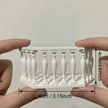 8 X 4 Cm Mini Barandilla de Estilo Europeo para Balcón, Barandilla Clásica Adecuada para Decoración de Escena Pequeña DIY, Blanco - A - Ver 8