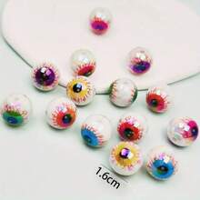 10/20pcs Acrylic Colorful Horror Eyeball Beads, Printed Hole Round Loose Beads, Suitable For DIY Jewelry Making, Pens, Necklaces, Bracelets, Earrings, Bag Chains, Keychains, Keyring Decorative Beading - Multicolor - View 4