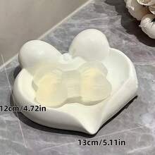 White Heart-Shaped Soap Dish, Fashionable Unique High-End Luxury, White Hole-Free Design, Moisture-Proof Drainage, Bathroom Sink Soap Holder, Moisture-Proof Soap Storage Rack For Home Use - A - View 4
