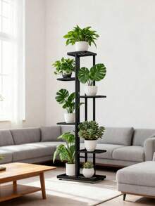 1 Pack 6 Layers Flower Pot Stand, Metal Plant Holder Storage Shelf Rack, Creative Pots Organizer For Home Garden Balcony Patio, Super Beautiful Design For Indoor Outdoor Home Decoration - 查看 5