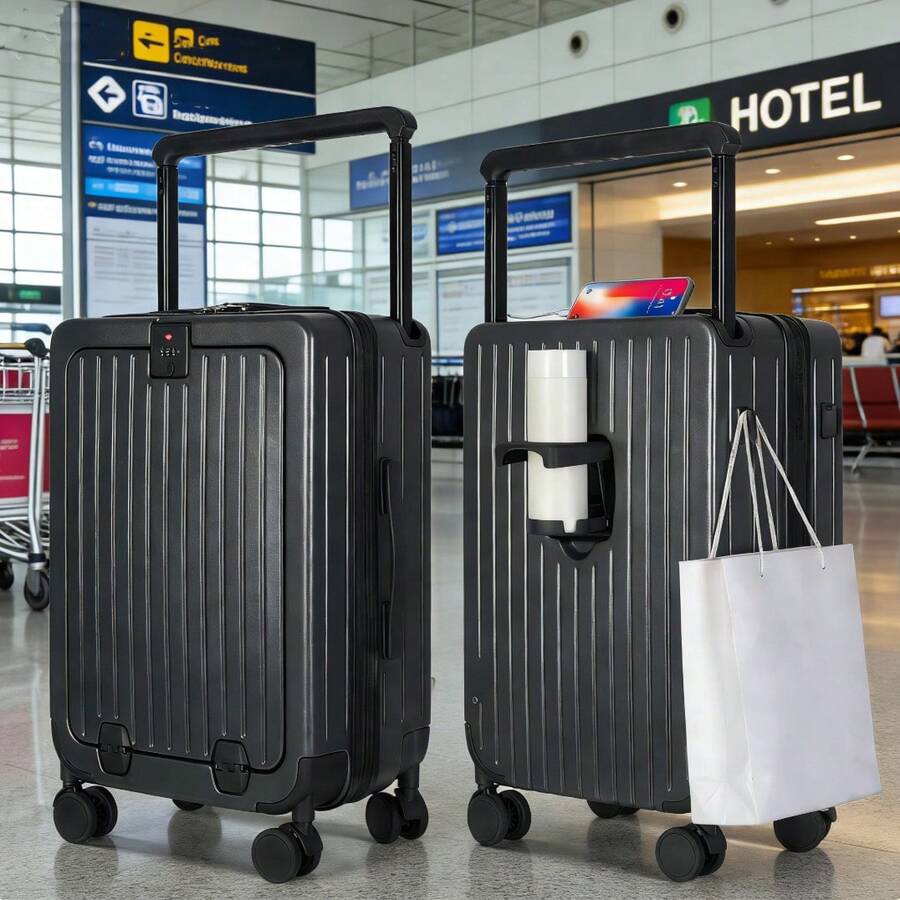 20/24-Inch Premium Hard-Shell Carry-On + Checked Luggage Set (With USB Combination Lock) - Pop-Up Aluminum Telescopic Handle, Multi-Directional Wheels, Laptop Compartment Pocket, High-End Stylish Durable Hard-Shell Suitcase, Ideal For Travel And Business