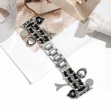 1pc Women's Stainless Steel Metal Eiffel Tower Style Watch Band Compatible With 38/40/41/42/44/45/49mm Ultra/SE/8/7/6/5/4/3/2/1 - Silver - View 7