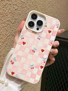 1 chiếc ốp lưng điện thoại họa tiết trái tim anh đào kẻ caro hồng, tương thích với iPhone 17 Pro Max/17 Pro/16 Pro Max/16 Pro/16/15 Pro Max/15 Pro/15/14 Pro Max/14/13 Pro Max/13 Pro/13/12 Pro Max/12 Pro/12/11, chống bụi, chống nước, chống sốc, vỏ mềm mại, vừa đẹp mắt vừa bảo vệ thiết thực. - Màu be - Xem 3