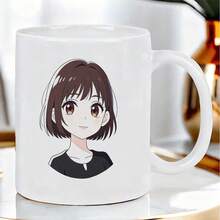 Cartoon Girl Ceramic Mug, Anime Pattern Design Scald-Proof Water Cup, Dual-Use Office/Home Coffee Cup, Fresh Japanese-Style Body Pattern, Rounded Rim Fit, Thick Bottom Stable, Quality Ceramic Craftsmanship Fade-Resistant, Easy To Clean, Suitable For Daily Drinking - Multicolor - View 4