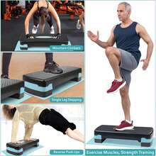 Crystals Adjustable Aerobic Stepper Fitness Step Board With Risers Home Gym Exercise Cardio Yoga Step Platform Blue - Black - View 7
