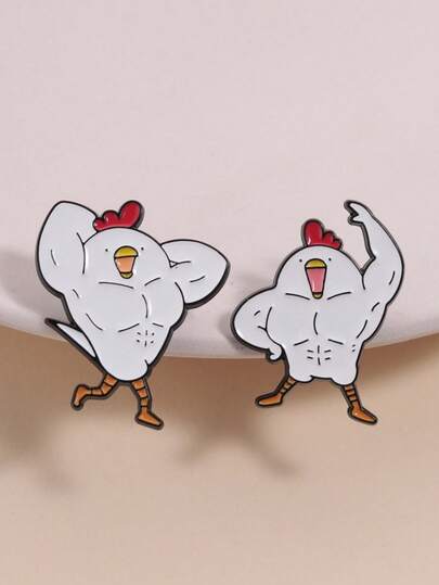 Muscle Chicken" Energetic Cartoon Badge | Leg Raise Low-Key Fitness & Happy Pumping Iron Dual Expressions | Suitable For Daily Backpack Jacket Decoration, Fitness & Bodybuilding Enthusiasts Personalized Accessory