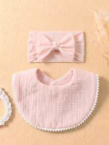 8 piezas Conjunto de baberos y gorros de algodón gasa de color caramelo, adecuado para uso diario en primavera y verano, accesorios para bebé - Multicolor - Ver 10