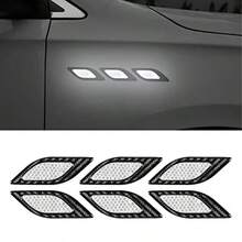 6PCS Car Fender Ood Bumper Reflective Decal Safety Warning Stre Veicle Tection Body Stickers Ration Universal Black-Wite - Đen trắng - Xem 7