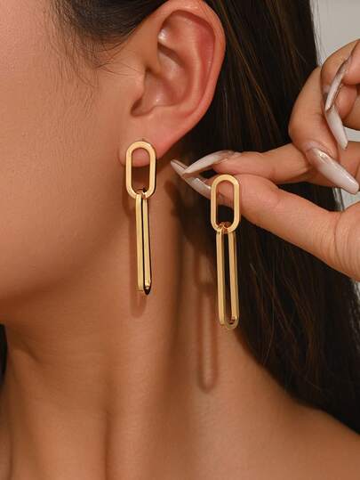 1 Đôi bông tai kim loại tối giản, thanh lịch, thiết kế hình học, mặt dây chuyền kim loại sáng bóng, phù hợp cho nữ giới đeo hàng ngày, dự tiệc, đi làm, tiệc chiêu đãi, đi chơi, chụp ảnh, mua sắm, hẹn hò.