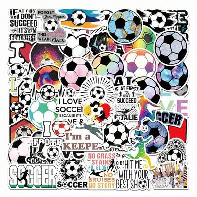 Sega 1set/50pcs 2026 New Football Stickers, And Fun Cartoon Design, Full Of Sports Atmosphere, Waterproof Adhesive Material, Firm Adhesion. It Can DIY Decorate Laptops, Phone Cases, Water Bottles, Suitcases, Skateboards, Etc. It Is Also Suitable For Making Accounting Stickers. Compact And Exquisite, With Online Appearance