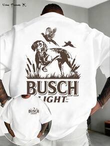 B U D W E I S E R Bud Light Hound Front And Back Print T-Shirt -- This Is A High-Quality 100% Cotton Short-Sleeve T-Shirt, 180 Grams. It Is A Must-Have Fashionable Item For Summer, With A Soft And Breathable Texture, A Loose Fit, Suitable For Both Men And Women, Featuring A Y2K Street Hip-Hop Style. This T-Shirt Is Perfect For Daily Casual Wear, As A Beach Shirt, Etc., And Also Makes An Excellent Gift For Friends. - trắng - Xem 1