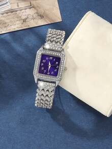 2件套时尚钻石女士手表，女士腕表，奢华水钻女士手链手表 Relogio - 銀色 - 查看 4