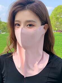 1pc New Ice Silk Anti-UV Face Mask With Neck Cover, Breathable Cycling Mask, 3D Design Seamless Sun Protection - Multicolor - View 3