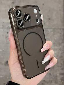 Ốp lưng điện thoại cao cấp mờ, bán trong suốt, có nam châm dành cho iPhone 17 Pro Max, 17 Pro, 17, 16, 15, 14, 13 Pro Max, thiết kế tối giản, chống sốc, mềm mại. - Trong suốt màu đen - Xem 3