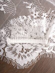 1pc Elegant French Lace Long Soft Bridal Veil With Comb, Vintage Wedding Accessory, Ivory - Ivory - View 8