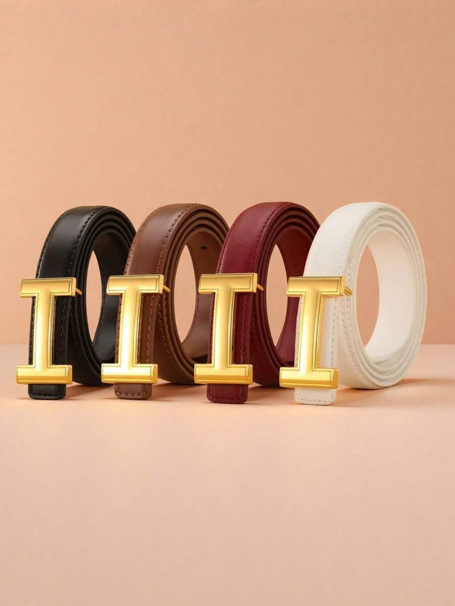 Versatile Women's Casual And Urban Fashion Belt With Alloy Buckle And Letter Decoration, For Summer, School, Autumn, Halloween - Work - View 1