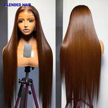13x4 Frontal Real HD Lace Wig Invisible HD Lace Front Wigs 200% Density #4 Brown Blended Hair Pre Plucked Bleached Knots Straight Blended Hair Wigs 5x5 Pre Cut Glueless Wear And Go For Women 28 Inch Pre Plucked HD Lace Frontal Wig With Baby Hair Wig - Brown - View 1
