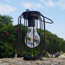 Solar Powered Pumpkin Lantern, Retro Lantern Pendant Light, Waterproof Wrought Iron Garden Decor Landscape Lamp For Yard - Iron Wire Lantern - View 2