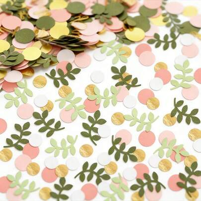 100pcs Multicolor Paper Confetti, Birthday Green Leaf Decor