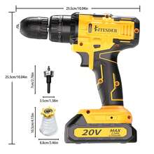 KITESDER 20V Brushless Power Drill Driver,25+1 Clutch Settings,0-2500RPM Variable Speed,Electric Screwdriver With LED Light For Woodworking And DIY  Projects - Dual-electric - View 3