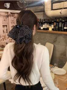 1个波点三层网纱蝴蝶结发爪夹，马尾辫发圈，发绳发饰 - 彩色 - 查看 4