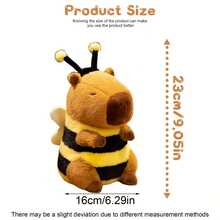 BLUESLEMON 9.05 Inch/23cm Cute Plush Bee & Capybara Stuffed Animal Doll, Super Soft Capybara Plush Doll, Perfect Holiday And Birthday Gift, Home Decor For Teens - Multicolor - View 2