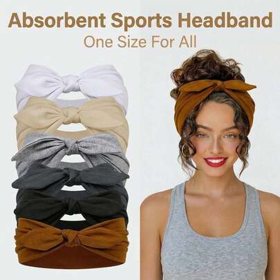 4条宽兔耳弹力发带，运动瑜伽发带，柔软舒适，适合作为情人节礼物送给女性