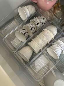 Set de 4 piezas Caja de almacenamiento de cajón multiusos, organizador de escritorio, almacenamiento de cocina, caja de almacenamiento de cosméticos, adecuado para juego de té, vajilla, cosméticos, etc. - Multicolor - Ver 3