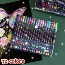 96 Colors Double-Ended Glitter Markers, Soft Tip Acrylic Paint Pens, Dual Color Glitter Watercolor Pens, Fluorescent Pens, Drawing & Writing Tools - Multicolor - View 10