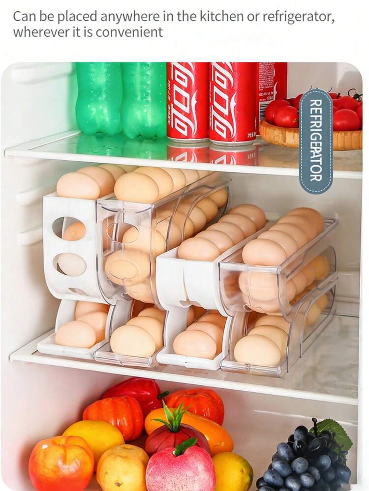 Giá đựng trứng tự động 4 tầng, hộp bảo quản trứng trong tủ lạnh, hộp đựng, khay đựng trứng nhà bếp, dụng cụ sắp xếp tủ lạnh. - Nhiều màu - Xem 9