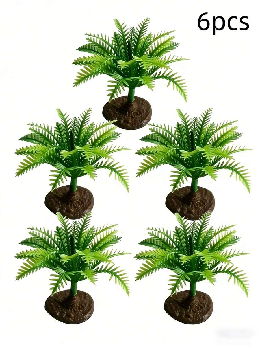 6pcs Artificial Miniature Simulation Model Trees, Fake Flowers, Plastic Trees For Sandbox, Architectural Plants, Miniature Simulation Plants DIY Set, Decorative Art Style Simulated Green Plant Models, Suitable For Miniature Plant Landscape, Miniature - A - View 1