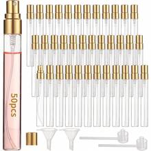 5/10/20/30/50Pcs 10ml Refillable Glass Perfume Spray Bottles, Mini Portable Travel Sample Containers, Fine Mist Atomizer For Liquids Essential Oils, Gold - Gold - View 1