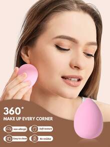 12PCS Makeup Tools Set Including:3PCS Makeup Sponges+3PCS Mini Makeup Sponges+3PCS Triangle Powder Puffs+3PCS Mini Air Cushion Powder Puffs - Pink - View 6