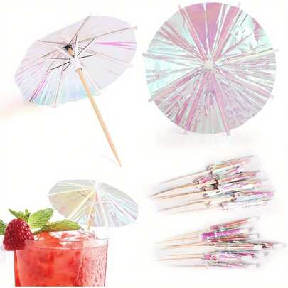 Que xiên trang trí cocktail (5/10/20 chiếc), que xiên kim loại lấp lánh, que xiên hình ô nghệ thuật, thích hợp cho trái cây, bánh ngọt, trà sữa trân châu, cà phê, phù hợp cho sinh nhật, đám cưới, tiệc ngoài trời, quán bar và nhà hàng.