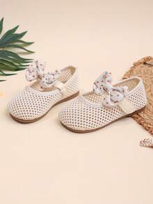 Primeros zapatos planos transpirables para bebé con elegante lazo - Beis - Ver 6