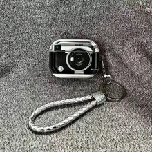 复古电镀相机防震耳机盒+挂绳蓝牙耳机充电盒兼容苹果3保护套 - 電鍍銀黑色相機 - 查看 6