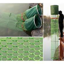 2.5m PE Mesh Double-Ring Fish Keepnet, 40cm Fishing Net Bag, Suitable For Pond Fishing And Bank Fishing - Army Green - View 9