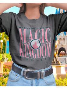 Women Orlando Florida Magic Kingdom EST 1971 Castle Graphic Tee Oversize Short Sleeve Crew Neck White Vacation Travel Casual Tshirt - 深灰色 - 查看 8