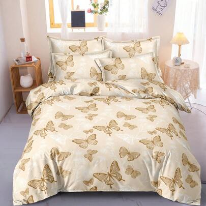 Bộ chăn ga gối 3 món, cực mềm mại và ấm áp, in hình côn trùng, chất liệu 100% polyester thoáng khí, họa tiết bướm, phù hợp cho phòng ngủ ấm cúng, ký túc xá, khách sạn (bao gồm vỏ chăn và vỏ gối, không kèm chăn bông và ruột gối), dùng được cả bốn mùa, quà tặng ngày lễ.