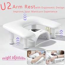 Adjustable Height Manicure Hand Pillow, Removable PU Dual Hand Nail Art Hand Cushion Manicure Tool - White - View 1