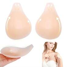 1 pieza Sujetador adhesivo invisible de silicona, con tirantes para ayudar a levantar y dar soporte al busto, antideslizante y antiflacidez, adecuado para vestidos de novia, vestidos sin tirantes, ropa interior invisible, cubrepezones, tirantes desmontables - Albaricoque - Ver 9