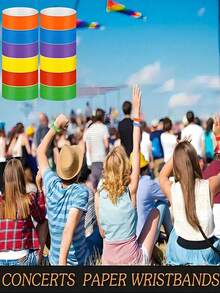 100 chiếc vòng đeo tay giấy phát sáng chống thấm nước, có thể điều chỉnh kích thước, thích hợp cho các buổi hòa nhạc, tiệc tùng, công viên giải trí, lễ hội, sự kiện Giáng sinh và Halloween, nhiều kiểu dáng (không in, in, hình ngôi sao, VIP hỗn hợp) - Nhiều màu - Xem 8