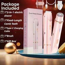 2-In-1 Electric Shaver, Women's Hair Trimmer, Suitable For Face, Arm And Bikini Area Grooming, Great Gift - Multicolor - View 1