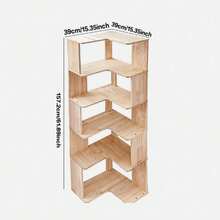 3/4/5 Tier Standing Book Shelves Corner Shelf Storage Wood Display Bookcase Unit - 天然木材 - 查看 11