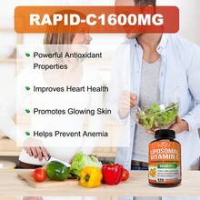 Vitamina C Liposomal, 1600 mg/porción - Apoyo al sistema inmunológico, articulaciones y salud cardiovascular - 120 cápsulas - 1 botella - Ver 5