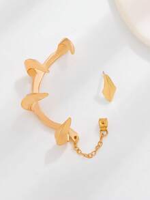 1 pieza Brazalete geométrico minimalista para la oreja derecha, accesorio de joyería de moda para atuendo de fiesta de mujer - Dorado - Ver 5