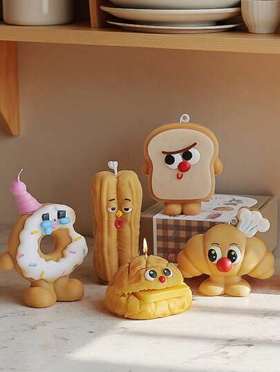 1个手工面包造型大豆蜡烛，适用于家居装饰、派对、餐桌装饰、节日礼物、晚餐、宴会/派对、放松/冥想、氛围照明、女士礼物、纪念品