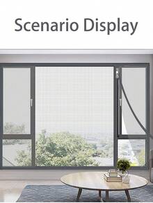 New Gray Mosquito Net Curtain With Zipper, Easy Self-Install No Drill Mesh Window Screen, Invisible Adhesive Mosquito And Insect Proof - Gray Right Side Open - View 3