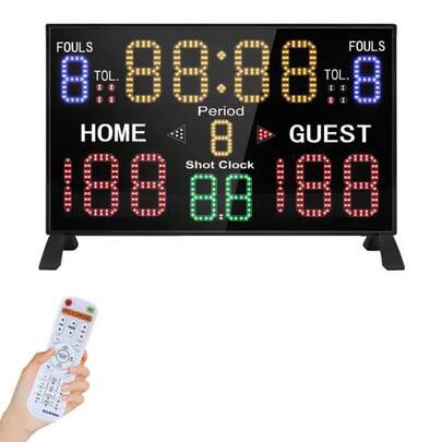 Marcador de baloncesto con reloj de disparo 12/14/24/30/25/60 segundos marcador digital de espesamiento mejorado con control remoto marcador electrónico alimentado por pilas para